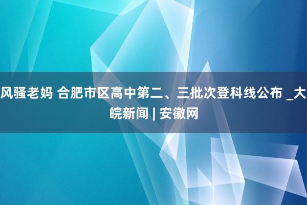 风骚老妈 合肥市区高中第二、三批次登科线公布 _大皖新闻 | 安徽网