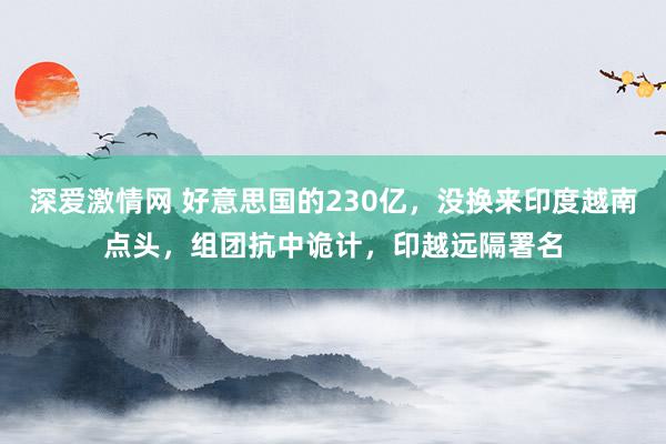 深爱激情网 好意思国的230亿，没换来印度越南点头，组团抗中诡计，印越远隔署名