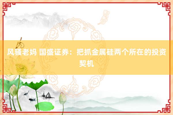 风骚老妈 国盛证券：把抓金属硅两个所在的投资契机