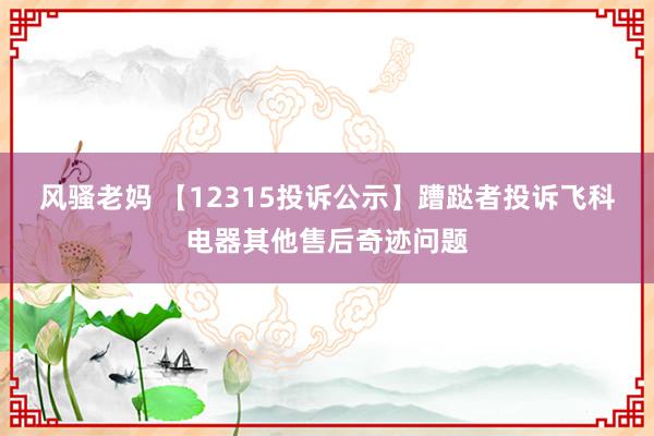 风骚老妈 【12315投诉公示】蹧跶者投诉飞科电器其他售后奇迹问题