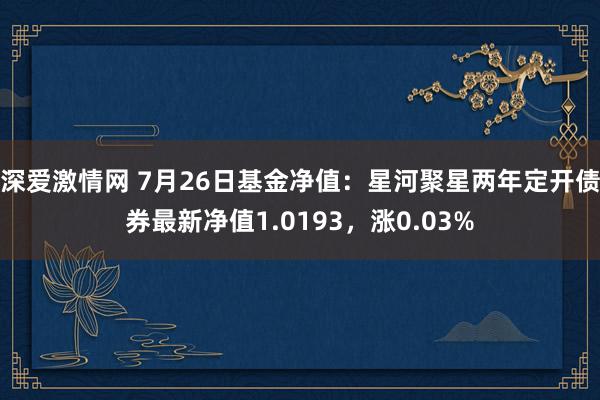 深爱激情网 7月26日基金净值：星河聚星两年定开债券最新净值1.0193，涨0.03%