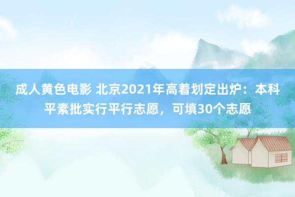 成人黄色电影 北京2021年高着划定出炉：本科平素批实行平行志愿，可填30个志愿