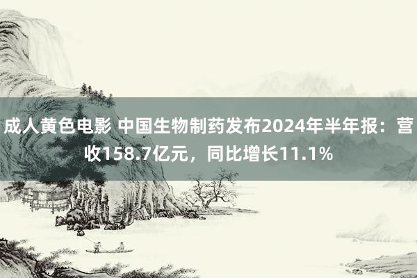 成人黄色电影 中国生物制药发布2024年半年报：营收158.7亿元，同比增长11.1%