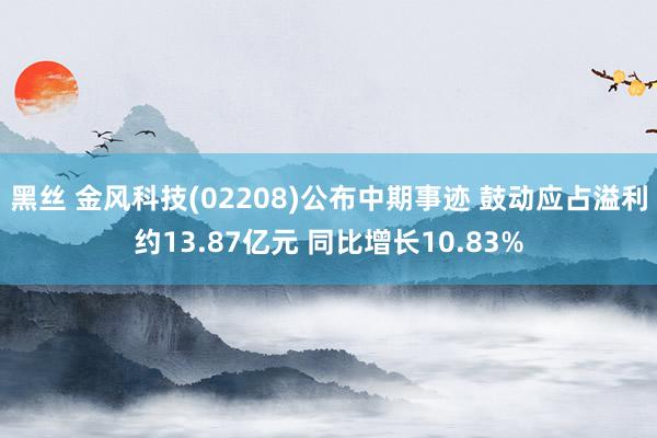 黑丝 金风科技(02208)公布中期事迹 鼓动应占溢利约13.87亿元 同比增长10.83%